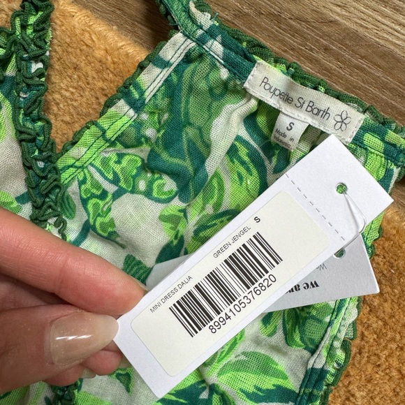 NWT Poupette St Barth Mini Dali Cotton Sari Gauze Dress Green Jengel - Picture 9 of 13
